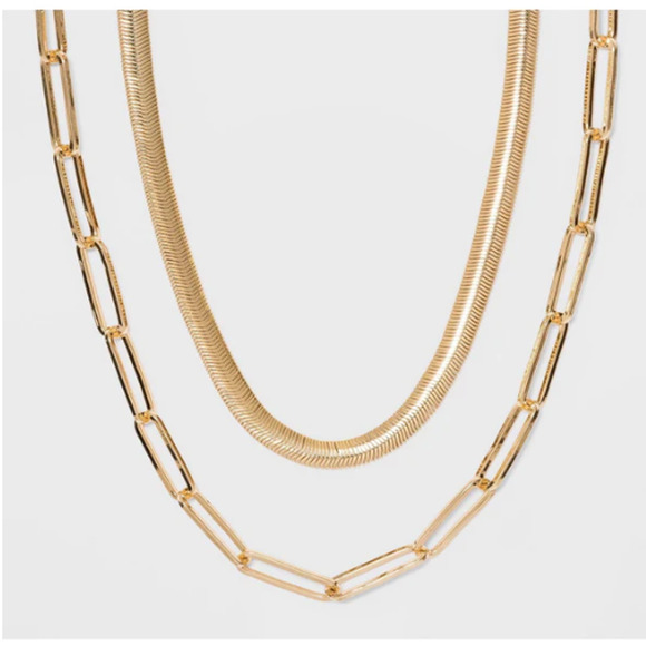 Sugarfix By Baublebar Necklace Omega Chain Link Layered Gold Tone - Picture 10 of 10
